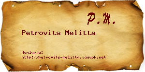 Petrovits Melitta névjegykártya
